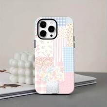 Pink Floral Shabby Chic Quilt Element-Design Phone Case, Suitable For IPhone Models 17,16, 15, 14 Pro Max, 13, 12, 11, XR, XS Plus Phone Cases, Made Of TPU Silicone Material, Providing Shock - 白色LB111 - 查看 4