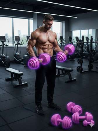 1个可调节注水哑铃，瑜伽健身运动哑铃，便携轻巧，适合户外锻炼和力量训练（注水后约980克）