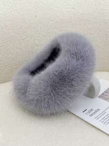 1pc Women Solid White Fuzzy Headband, Earwarmer Hair Band ,Empty Top Winter Fluffy Hat - Multicolor - View 15