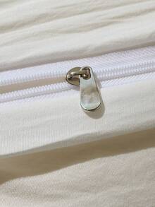 Bộ chăn ga gối đệm thêu hoa mềm mại và thoải mái 3 món, thoáng khí 100% polyester, khóa kéo bốn mùa, có thể giặt bằng máy, cỡ đôi/toàn bộ/quý bà/vua - Bộ đồ giường phòng ngủ (Không bao gồm ruột chăn) - trắng - Xem 9