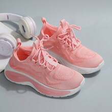 Kids Lace-Up Sneakers – Lightweight Breathable Running & Walking Shoes For Boys & Girls, Gym & Outdoor Sports, Little Kid/Big Kid - 粉色 - 查看 3