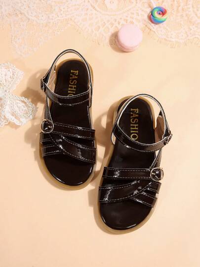 儿童时尚户外凉鞋，方头平底鞋，单带凉鞋，新款夏季女童沙滩拖鞋