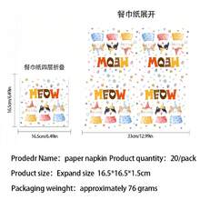 20/10 piezas Juego de vajilla con temática de gato, incluye platos, vasos, servilletas, decoraciones de cumpleaños con temática de gato. Platos de 7 pulgadas, platos de 9 pulgadas, vasos de papel de 9 onzas, servilletas. Decoración de mesa para fiesta de cumpleaños con temática de gato, fiesta de cumpleaños, fiesta temática - Multicolor - Ver 5