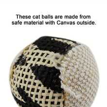 4 件剑麻猫追逐玩具，帆布猫玩具球，互动玩具球，互动追逐球，采用天然剑麻材料制成，猫玩具，适用于猫和小猫