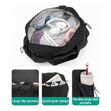 Large Capacity Gym Bag , Duffle Bag For Travel With Wet Pocket, Lightweight Carry On Weekender Duffel,  Multi-Compartments Shoulder Bag,  Water Resistant Handbag - 黑色 - 查看 5