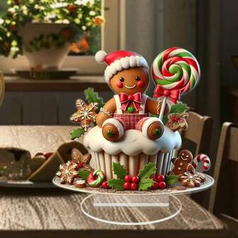 Idea de regalo única - Decoración de escritorio de hombre de jengibre encantador de acrílico - Decoración navideña perfecta, adecuada para dormitorio, cafetería y sala de estar, excelente para oficina, hogar, jardín, patio, arte interior/exterior