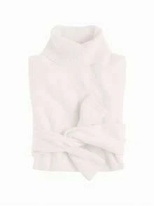 MF Kit 3 Basic Women's Knitted Blouse High Neck Cacharrel Sweater - BRONZE/CAQUI/BRANCO - View 4