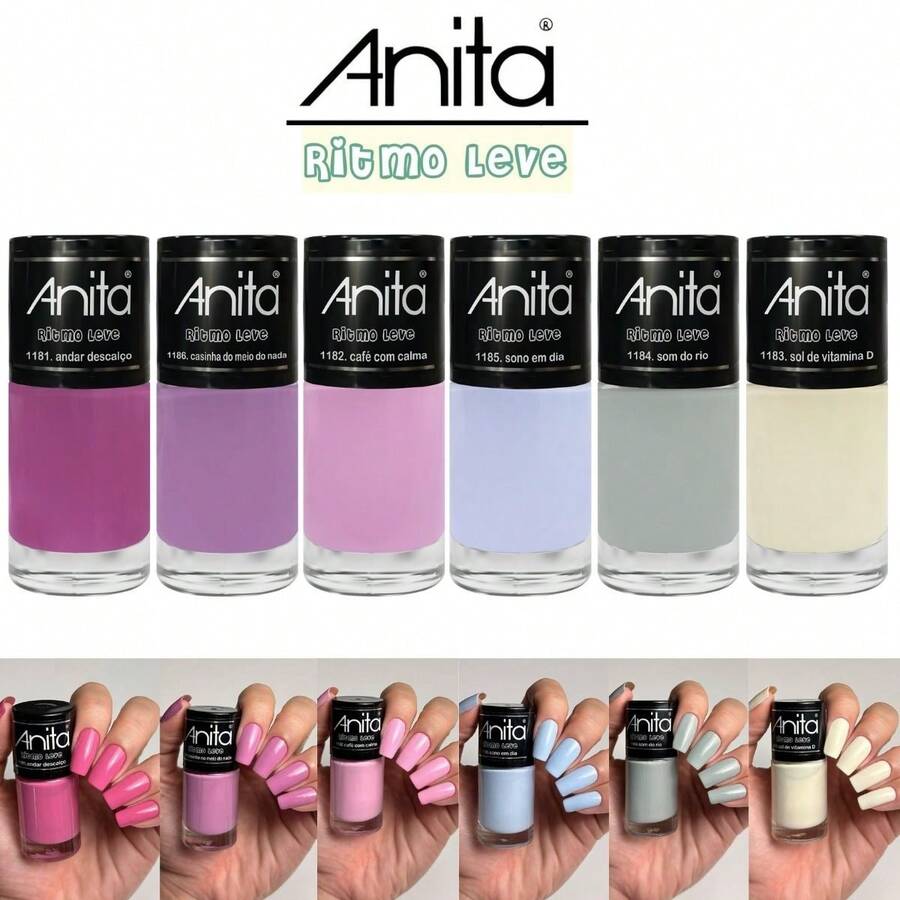 Nova Coleção Ritmo Leve Anita Kit 6 Esmaltes Tons Pastéis