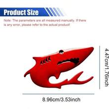 2PCS 3D Shark Metal Car Emblem Sticker Decal - 3.5*1. Cool Fish Nameplate Sticker Auto Body Badge Decal, Car Fenders Bumper Stickers SUV Motorcycle Truck Window Laptop DecorationSilver - 紅色 - 查看 2