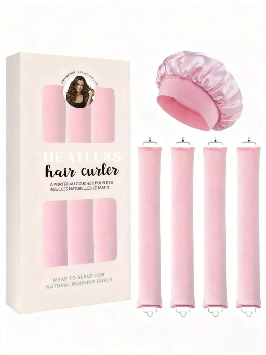 Set de 5 rizadores sin calor con gorro de baño, gorro de noche de satén y accesorios. Accesorio multifuncional para el cabello, ideal para diversos peinados. Perfecto para el trabajo, yoga, cocina, deportes, etc. Crea ondas grandes. También para viajes. Productos y herramientas para el cabello. Accesorios de peluquería. - Multicolor - Ver 1