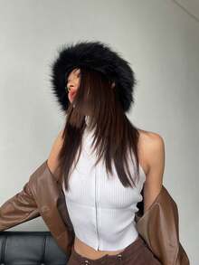 1pc Solid Color Fluffy Headband, Winter Warm Artificial Fur Hat, Soft Elastic No-Brim Bump Cap, Cold Protection Ear-Warming Adjustable Hairband For Women, Casual Polyester Women Bandanas Winter Hair Accessories Elegant Head Wrap Women Scarf Women Hair Band - Multicolor - View 8