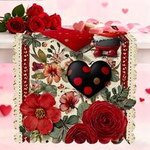 1/108 peças Slogan do Dia dos Namorados, Coração, Floral, Padrão Xadrez, Bandeira de Decoração de Mesa Impressa Digitalmente - 100% Poliéster, Decoração Sazonal para Casa, Cozinha e Sala de Jantar, Vários Tamanhos, Decoração Durável com Tema do Dia dos Namorados, Adequada para Reuniões Familiares, Festas e Celebrações de Feriados