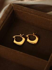 MiDuoDuo 1 pereche cercei stud din aur de 18K personalizați în formă de C, din oțel inoxidabil, cu linie răsucită, design de nișă, model geometric, pentru femei, purtare zilnică versatilă