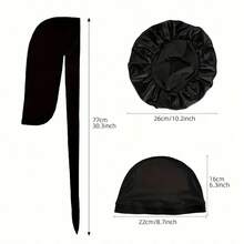 Awegeo 3pcs Kids Headscarf/Durag/Wave Cap - Solid Color Smooth Satin Fashion Casual Breathable Pirate Scarf/Wave Cap - 3Pcs - View 3