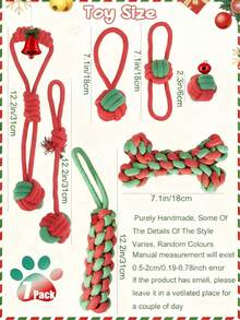 Christmas Dog Toys, Durable Rope Toys 7-Piece Set, Teething Cleaners For Puppies, Small, Medium, And Large Dogs.Durable Dog Chew Toys Are Made Of High Quality Cotton Rope, Tightly Woven Twine Makes Them Hard Wearing And Bite Resistant. - Multicolor - View 2