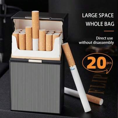 1PC  Magnetic Flip Cover Cigarette Case Fashionable Men's Soft And Hard Universal 20-Pack Cigarette Case Resistant To Pressure And Moisture