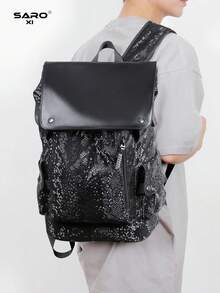 saroxi 男士休闲背包，轻便便携背包，适合旅行、露营、徒步旅行、学校、学生、青年，必备礼物 - 黑色 - 查看 3