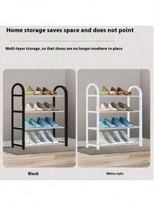 4-Tier Shoe Rack Organizer For Wardrobes, Stainless Steel, Shoe Rack For Front Entryways And Hallways, Floor Shoe Rack Cabinet Is Easy To Install And Saves Space, Freestanding Shoe Rack - Black 4 Layers - View 4