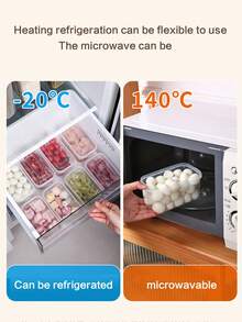 Awaoko 6个700毫升/24盎司厨房食品储物盒，带盖冰箱食品储物盒，可重复使用，适用于肉类、水果和蔬菜，可用作午餐盒、便当盒、外卖盒等。厨房用品，厨房配件，厨房工具