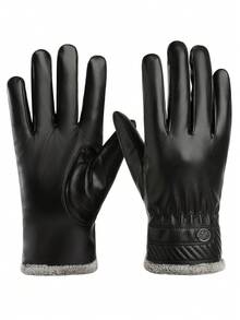 1 par de guantes cálidos para hombre para otoño/invierno, forrados térmicos, material de PU, con dedos compatibles con pantalla táctil, adecuados para ciclismo al aire libre, conducción, uso diario - Estilo G - Ver 19