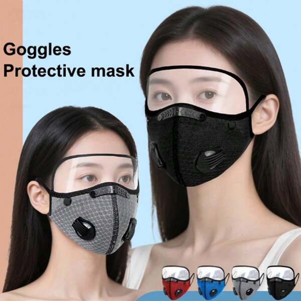 Spring And Summer Riding Sports Protective Mask Electric Motorcycle Men's And Women's Windproof Sunscreen Mask Windshield Mask Washable Men's Headscarf Mask For Cycling-Equipped With Carbon Filter And Goggles.