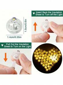 50pcs Mini LED Lights, Yellow Balloon Lights, Battery Powered Fairy Lights, Long Lasting Mini Light Bulbs, Round Flashing LED Lights For Paper Lanterns, Balloons, Party, Wedding, Bedroom, Garden, Christmas, Valentine's Day, Floral, DIY - Multicolor - View 4