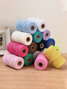 流苏绳，优质流苏绳，粗天然线，多股合成编织绳，用于壁挂装饰，植物吊架，工艺品，包袋，DIY，家居装饰，礼品包装，彩色扭纹编织绳，空心线工艺装饰，腰带配件，涤纶流苏绳，钩编用黑纱，针织用钩针线 - 彩色 - 查看 6