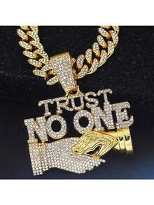 Cuban Chain Miami Necklace - Shiny Character Pendant --Hop Jewelry Men And Women - Vàng - Xem 2