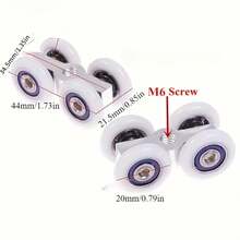 2pcs Hot Sliding Door Rollers, 4-Wheel Hanging Home Door Hardware Accessories - Silver - View 3