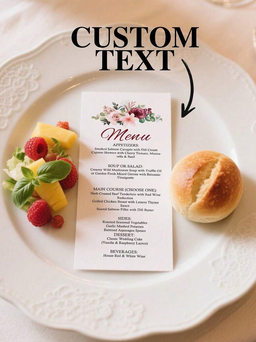 20pcs Custom Elegant Minimal Wedding Menu, Personalized Modern Script Dinner Menu, Editable Reception Menu, Minimalist Wedding Menu Card, Custom Menu Template, Elegant Wedding Supplies, Wedding Reception Menu, Engagement Party Menu, Bridal Shower Menu, Anniversary Dinner Menu, Customizable Menu Design - Multicolor - View 1