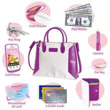 儿童趣味过家家钱包手提包钥匙扣仿真手机玩具，角色扮演互动游戏，送给女孩的完美生日礼物和节日礼物 - 彩色 - 查看 5