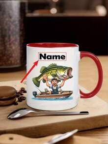Spersonalizowany kubek wędkarski – z niestandardową nazwą/tekstem, zabawny kubek wędkarski z motywem skaczącej ryby – izolowany ceramiczny kubek do kawy z czarnym uchwytem – idealny prezent dla wędkarzy, rybaków, miłośników kawy i herbaty – na urodziny, Dzień Ojca, Boże Narodzenie – dostępny w 7 kolorach – można myć w zmywarce – nie wymaga montażu – zabawna pamiątka z wyprawy wędkarskiej