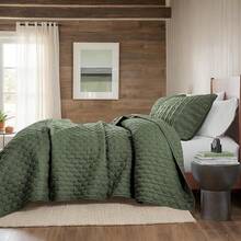 Blue Quilt King Size Bedding Sets With 2 Pillow Shams, Lightweight Soft Bedspread Coverlet, Quilted Blanket Thin Comforter Bed Cover All Season, 3 Pieces, 104x90 Inches, All - Season Bedding - 橄欖綠 - 查看 5