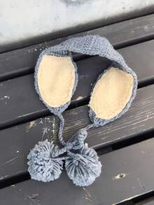 1 Pair Of Women's Cute Knitted Ear Muffs, Padded Ear Protection Design, Strap Style, Suitable For Fall And Winter Warmth Scene White Ear Muffs