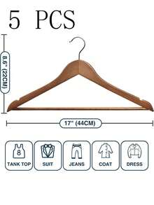 Grucce in legno, grucce per abiti da adulti con tacche antiscivolo e gancio girevole a 360°, per appendere camicie, giacche, maglioni, pantaloni, colore naturale