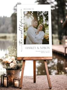 Plantilla de cartel de bienvenida para bodas, plantilla de cartel de bienvenida con foto moderna, póster imprimible de recepción de bodas - Multicolor - View 4