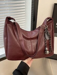 Fashionable Large Capacity Shoulder Tote Bag For Women, Design - Burgundy - View 9