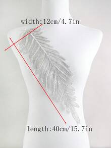 1pc/Pack, 4 Color Options, New Leaf Shaped Mesh Lace Embroidered Beaded Applique Patch, Handmade, Suitable For Apparel Accessories, DIY Wedding Dress Decor, Length: 40cm/15.7in