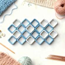 新品上市 20/30/50/60/70/100个方形记号扣 - 随机颜色 方形记号扣 钩针锁针计数器 缝纫工具、编织用品，适合初学者和老年人的理想礼物 - 藍色系 - 查看 5