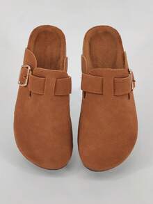 2025 Spring Women's Thick Sole Slip-On Mule Sandals, Metal Buckle Decor, Retro Style, Casual Slip-On Loafers, Durable Slippers - Gold - View 8