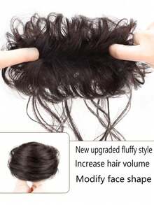 Synthetic Messy Curly Claw Hair Bun Chignon Hair Extensions Scrunchy Fake False Brown Black Hair With Tail For Women Hairpieces - Multicolor - View 3