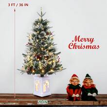 Mini árbol de Navidad de 3 pies con 78 luces LED blancas cálidas de alta calidad, 8 modos de árbol de pino de Navidad para decoración de Navidad, decoración de fiestas, hogar, oficina, base de alce - Verde - Ver 15