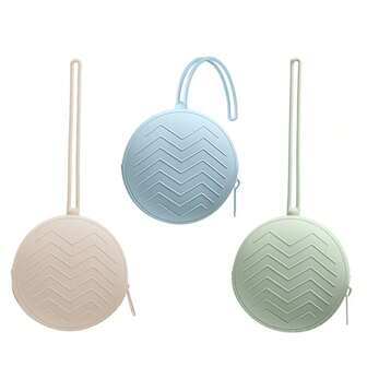 3个装硅胶奶嘴收纳盒，易于清洁防口水奶嘴袋，带安全锁扣，适用于婴儿、便携式婴儿车和尿布包配件