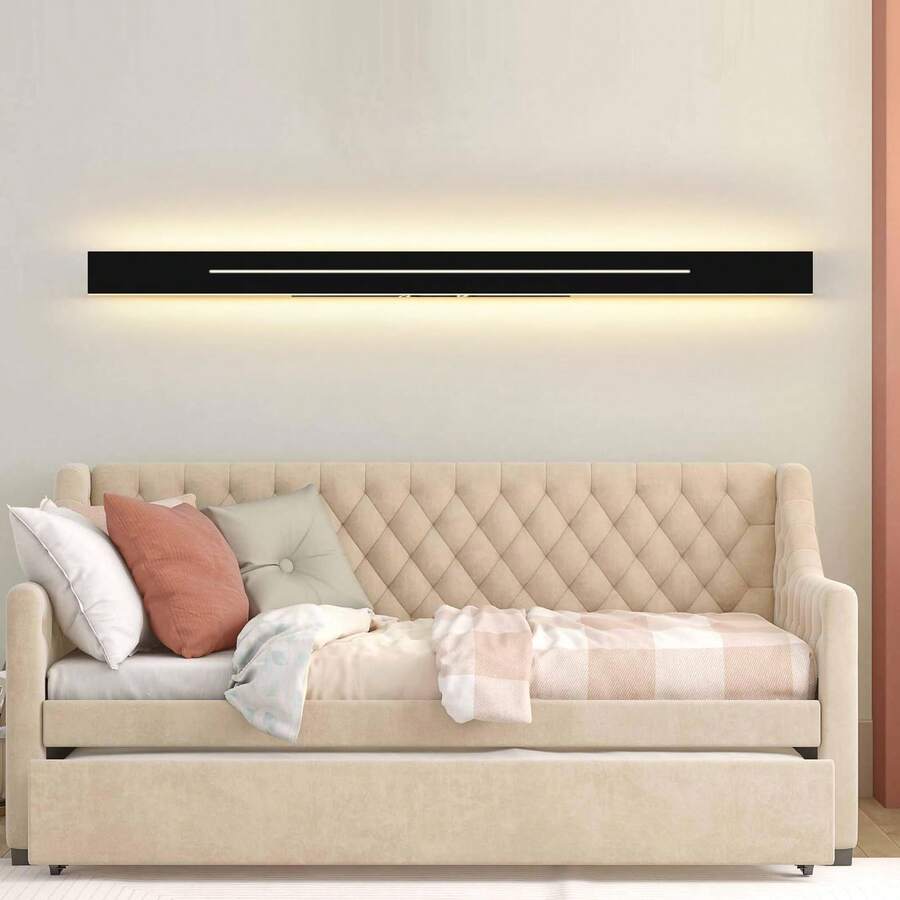 30CM/60CM/100CM LED 壁灯 - 现代黑色室内壁灯，适用于走廊、楼梯和卧室，31W 暖白光照明 - 黑色 - 查看 1