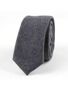 Vintage britischer Stil einfarbige Wollkrawatte, lässig-geschäftliche Schwarz- & Kaffeefarben-Krawatte, lässiges Anzug-Accessoire, Herbst/Winter