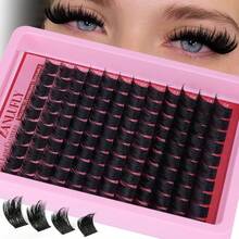 Zanlufly Volume Lash Clusters Spiky Eyelash Clusters 120 Pcs Thick Cluster Eyelash Extensions With Band 10-16mm Handmade Reusable Individual Eyelashes D Curly Lash Extension At Home - 貓眼 - 查看 1