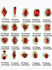 10/50 قطعة من إكسسوارات الأظافر الفاخرة المصنوعة من سبيكة ذهبية وحمراء لجو عيد الميلاد، تشمل الكريستال الراين، والقلب، والماس، والأوكتاجون الطويل، والماركيز، والقطرة الطويلة ثلاثية الأبعاد، مناسبة للارتداء اليومي وتزيين الأظافر DIY، مستلزمات الأظافر