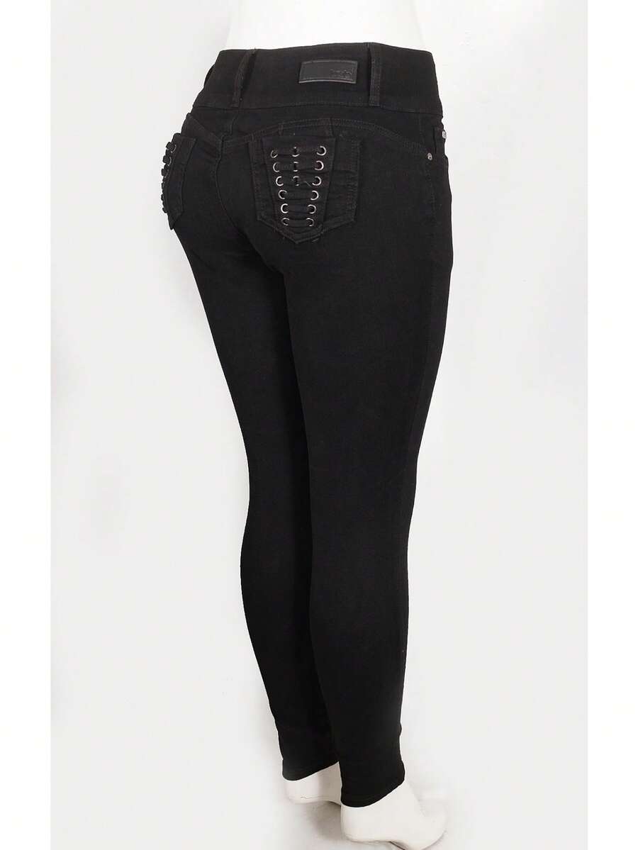 Women's Colombian Skinny Jeans - 黑色 - 查看 1