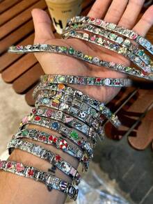 1/5/10/20/30/50 Stücke zufällig gemischte goldfarbene modulare Anhänger, Mond- & Tulpen-Anhänger, abnehmbare Armband-Charm-Accessoires - Verschiedenfarbig - Übersicht 19