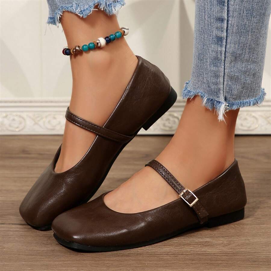 Shoes For Women Spring Autumn Outdoor Walking Travel Ladies Shoes Womens Square Toe Ballet Flats Comfortable Dressy Casual Ballerina Flats Flats - 棕色 - 查看 1
